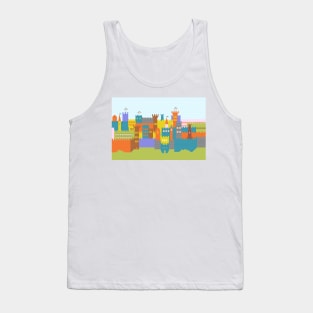 Medieval Castle Stronghold Towers Colorful Illustration Tank Top